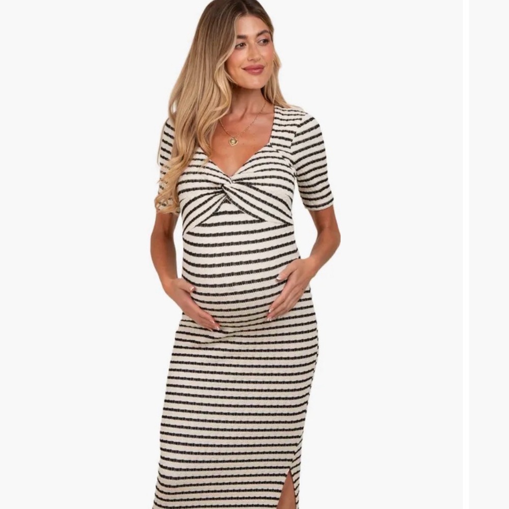 Striped Maternity Maxi Dress